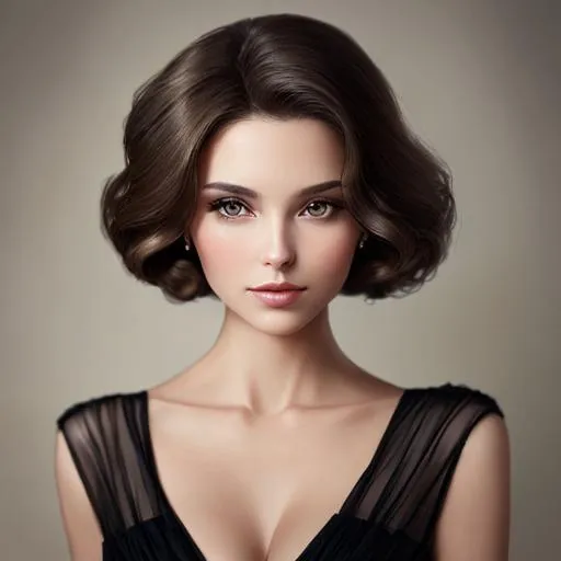 Prompt: Beautiful woman portrait , very elegant, brunette