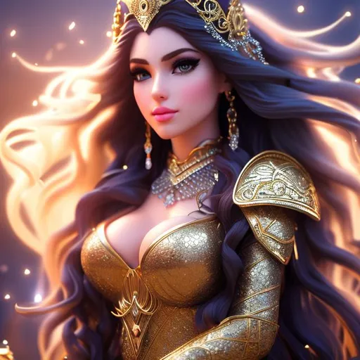 Prompt:  a horse girl, long wavy hair, {{extra large breasts}}, bejeweled armor, crystal hair, rainbow eyes, Gold_Crown, Royalty, Precise and In Control, holding hookah, smoking. Sitting on a mushroom. octane render, cinematic, RPG, D&D, highly detailed face, highly detailed eyes, full body, whole body visible, full character visible, soft lighting, high definition, ultra-realistic, 