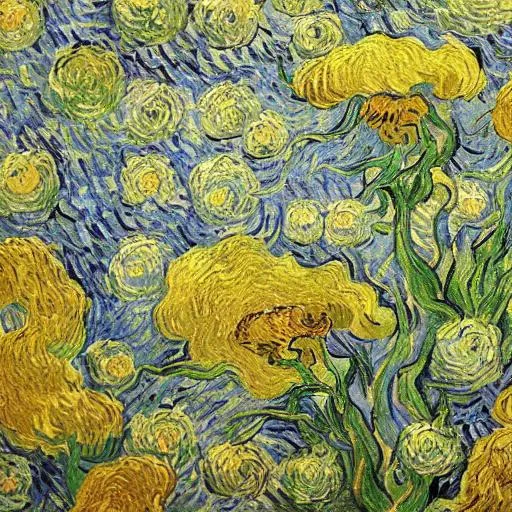 Prompt: Paradise with angels, Van gogh style
