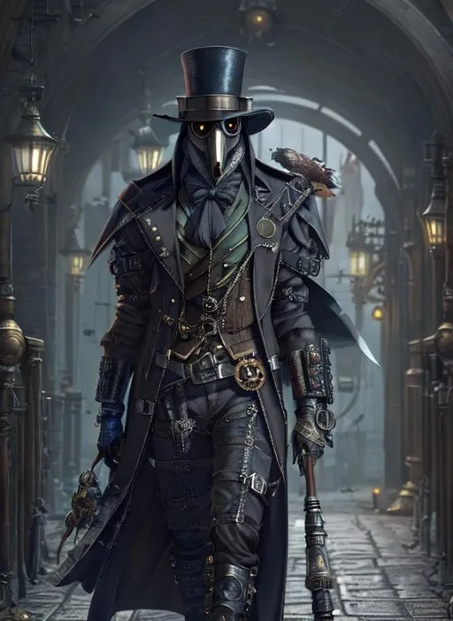 Prompt: steampunk plague doctor,  UHD, HDR, 8K, RPG, UHD render, HDR render, 3D render cinema 4D, cinematic light, high res intricately detailed complex, 