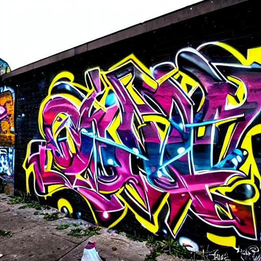 Prompt: full frame graffiti of Oakland, Ca
