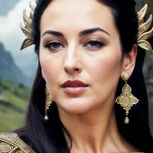 Prompt: a closeup portrait Monica Bellucci, black hair pulled back, brown eyes, elvish ears, skyrim water mage armor, intricate detail, high quality, clouds background, intricate detail, high quality, high detail, masterpiece, intricate facial detail, high quality, detailed face, intricate quality, intricate eye detail, highly detailed, high resolution scan, intricate detailed, highly detailed face, Very detailed, high resolution