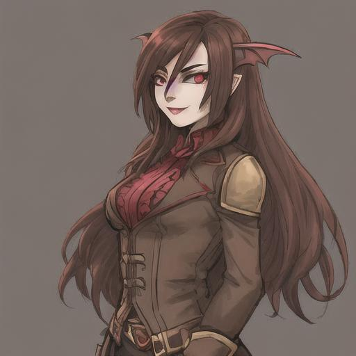 Female halfvampire, halfdwarf with brown hair OpenArt