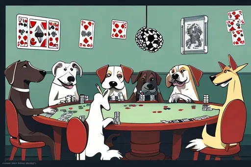 Prompt: Dogs Playing Poker : 
simple, Minimalist, Illustration, Digital art, Sharp focus, Stylized, Flat colors, Sharp, Fine details, New Yorker, Françoise Mouly, Clean, Cel shaded, Shaded, Full shot