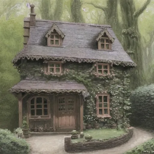 Prompt: beautiful ornated stuning cossy cottage in the wood