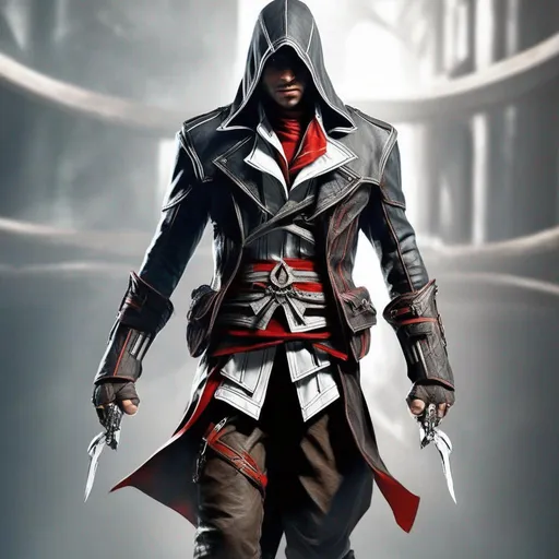 Prompt:  A Assassin From Assassin's Creed Using A Leather Suit