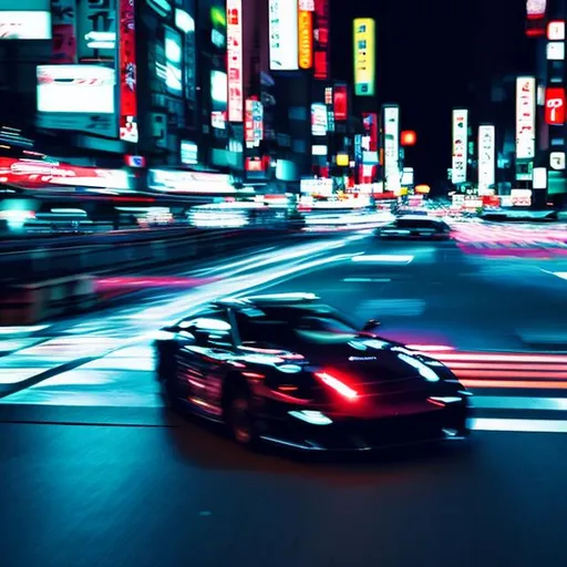 Prompt:  speed, night, blurred, japan