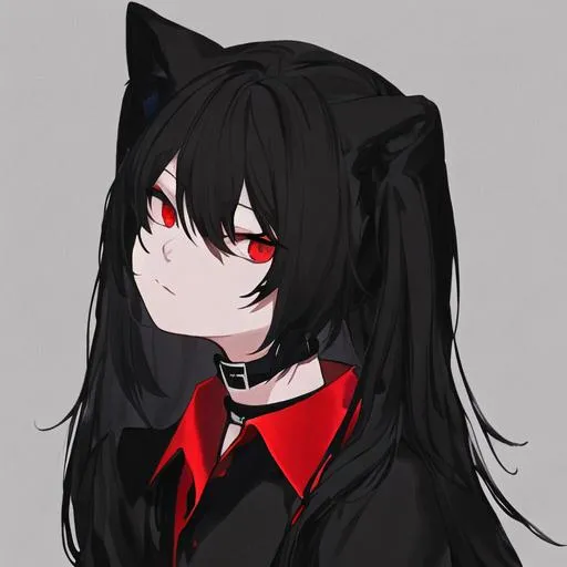 Prompt: black wearing a red collar