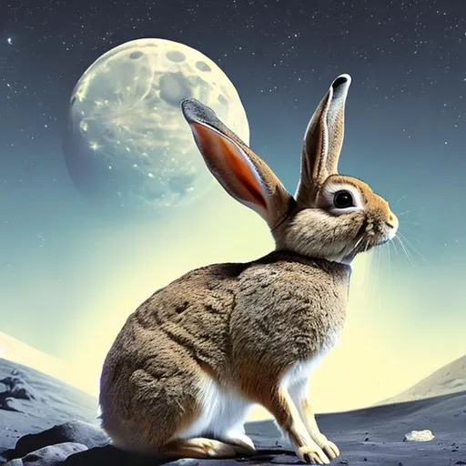 Prompt: rabbit on the moon