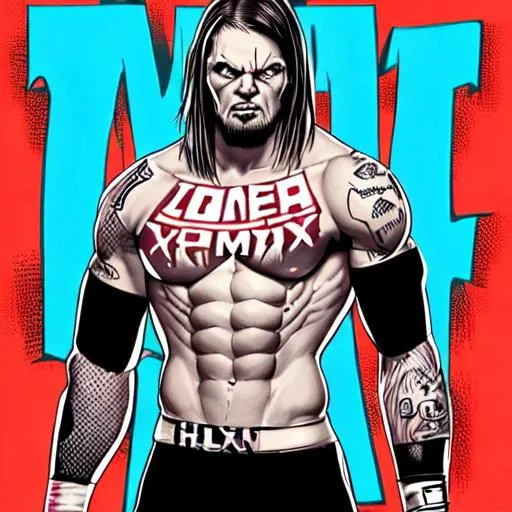 Prompt: nolanium mma graphic character, skinny, art cover, dx, wwe, inspiration