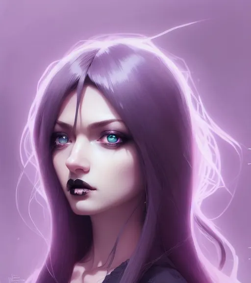 Prompt: Closeup face portrait of a {woman}, smooth soft skin,goth, big dreamy eyes, beautiful intricate colored hair, symmetrical, sweet wide eyes, soft lighting, detailed face, by makoto shinkai, stanley artgerm lau, wlop, rossdraws, concept art, digital painting, looking into camera
