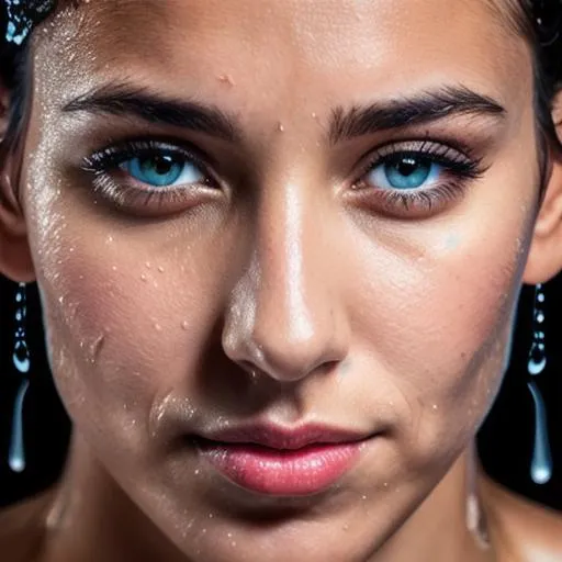 Prompt: women,  beautiful eye, ears, nose,  wet body, water droplets, volumetric lighting, highly detailed,ultra realistic, shot on nikon D850