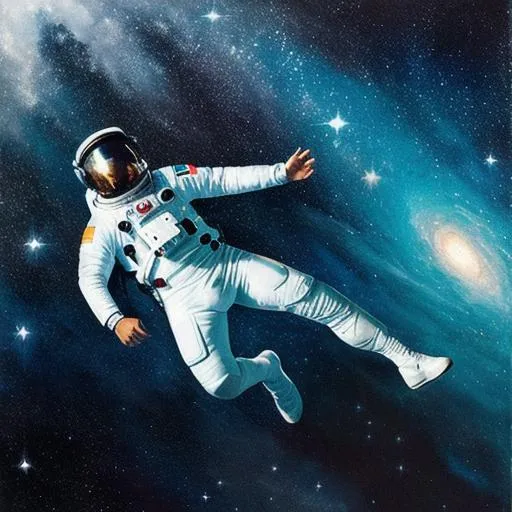 Prompt: astronaut swimming in galaxy hyper realism