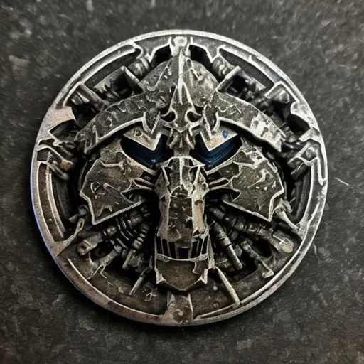 Prompt: warhammer 40,000 necron coin, surprise me