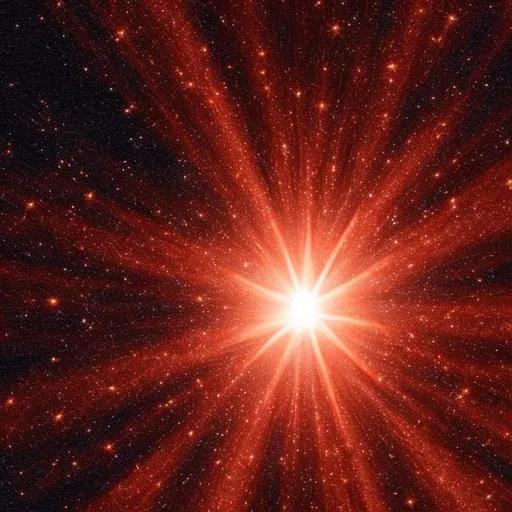 Prompt: A hyper realistic Large reddish and orang Star shining bright 