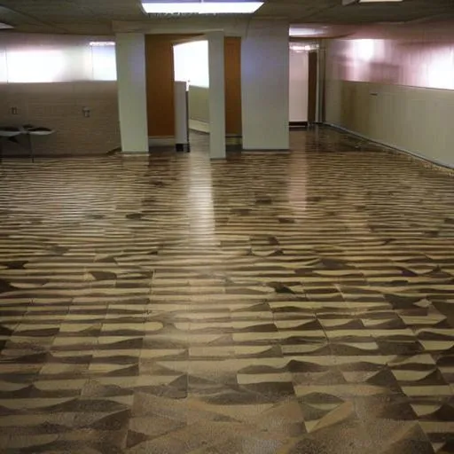 Prompt: linoleum floor, fluorescent lighting