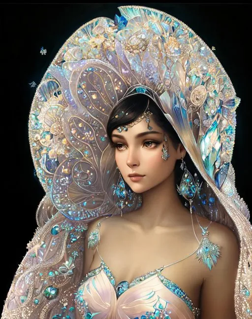 Prompt: A sea goddess, highly detailed intricate bioluminescent scales, stunning face, a crystal shimmer crown by Anna Dittmann, artgerm, catrin welz-stein, Edouard Bisson, highly detailed oil painting, portrait of a beautiful woman, art by Stanley Artgerm, Charlie Bowater, Atey Ghailan and Mike Mignola, dramatic makeup, cinematic perfect lighting, ocean marine flora background, unreal engine, vivid colors, 