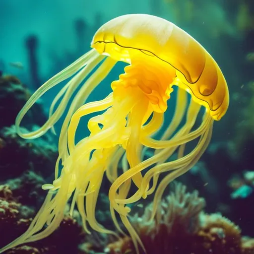 Prompt: yellow jellyfish dragon