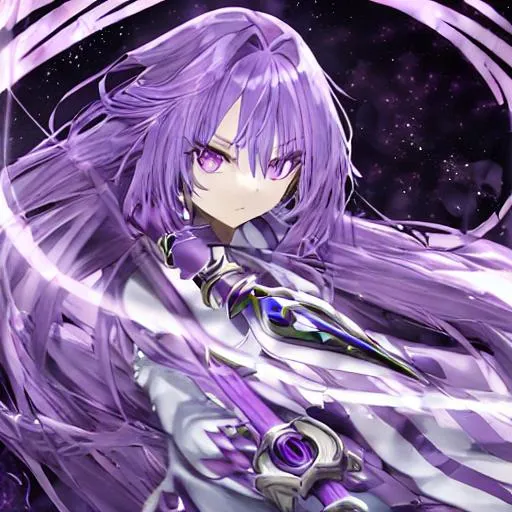 purple hair, long hair, Yatogami Tohka, Date A Live, Light Novel, purple  background, purple, anime girls, anime, edit, city, building, glowing eyes,  city lights, night, Japanese