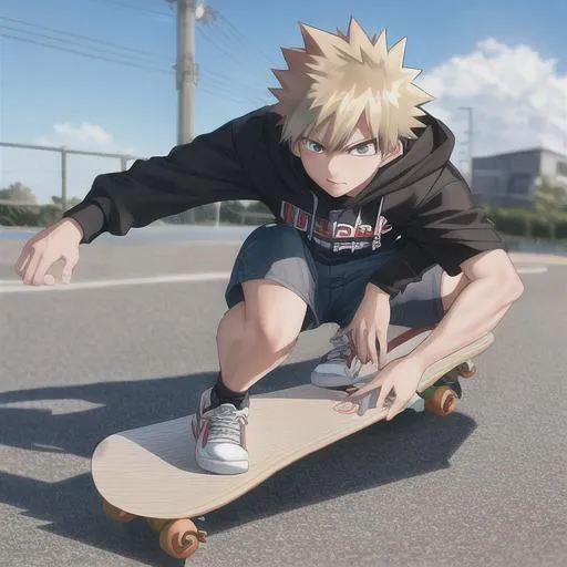 anime boy sitting on skateboard in the middle of a city street. generative  ai. 28436264 Stock Photo at Vecteezy