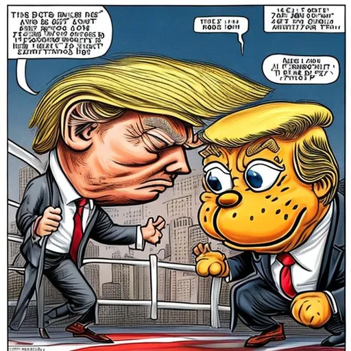 Prompt: donald trump boxing against garfield