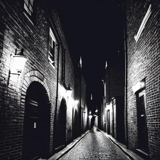 Prompt: London alleyway at night with a dracula atmosphere