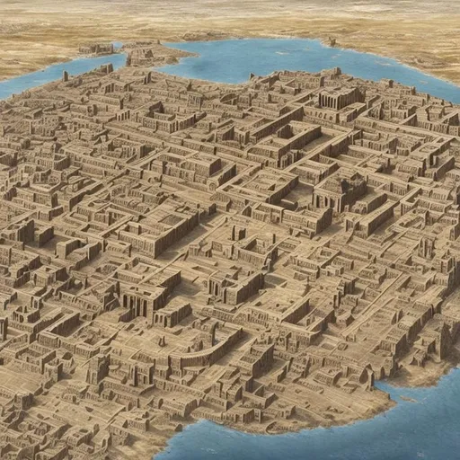 Prompt: Ruins from a Ptolemaic city; photorealistic. aerial map
