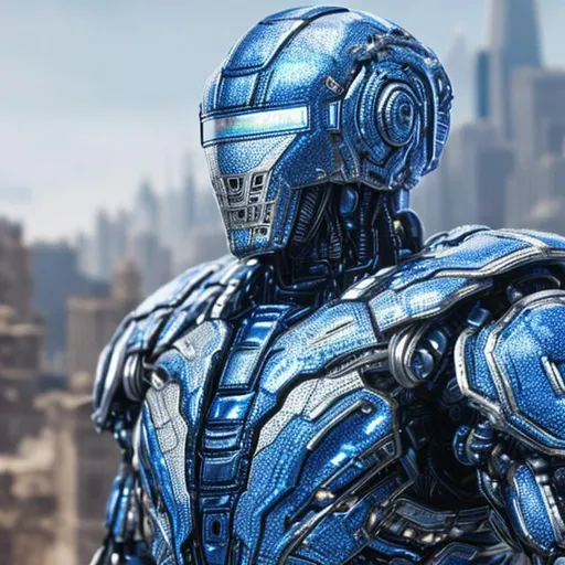 Prompt: full body picture of a futuristic humanoid droid soldier fully covered with gorgeous detailed blue and white plate armor, gorgeous detailed helmet,  complex, detailed, 8K, Full HD, no background.

masterpiece photographic real digital ultra realistic hyperdetailed,  

volumetric lighting maximalist photo illustration 4k, resolution high res intricately detailed complex,

soft focus, digital painting, oil painting, clean art, professional, colorful, rich deep color, concept art, CGI winning award, UHD, HDR, 8K, RPG, UHD render, HDR render, 3D render cinema 4D