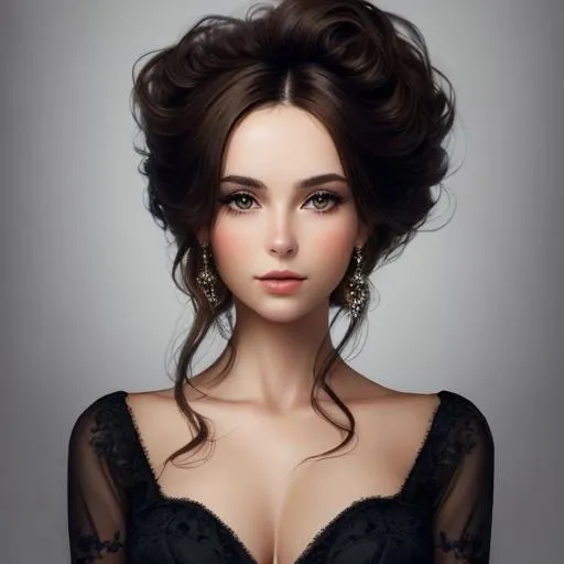 Prompt: Beautiful woman portrait , very elegant, brunette