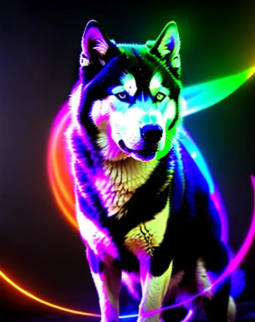 Prompt: Husky with a magic aura, a masterpiece, 8k resolution, dark fantasy concept art, by Greg Rutkowski, dynamic lighting, hyperdetailed, intricately detailed, Splash screen art, trending on Artstation, deep color, Unreal Engine, volumetric lighting, Alphonse Mucha, Jordan Grimmer, purple and yellow complementary colours