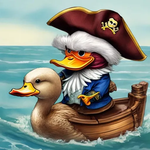 Prompt: Duck hith a pirate on it
