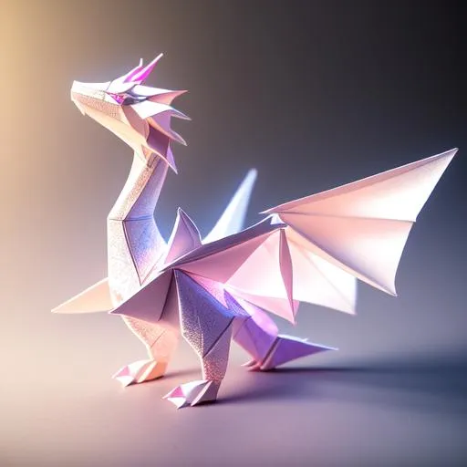 Full body of a origami dragon, pastel colors, reflec... | OpenArt