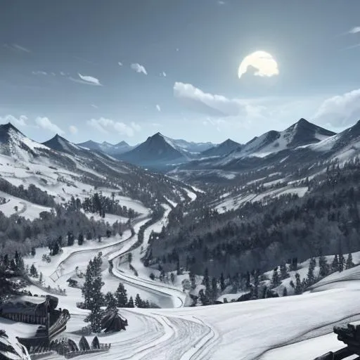 Prompt: view of White Run from Skyrim

