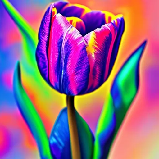 Prompt: Miniature tulip in the style of Lisa frank