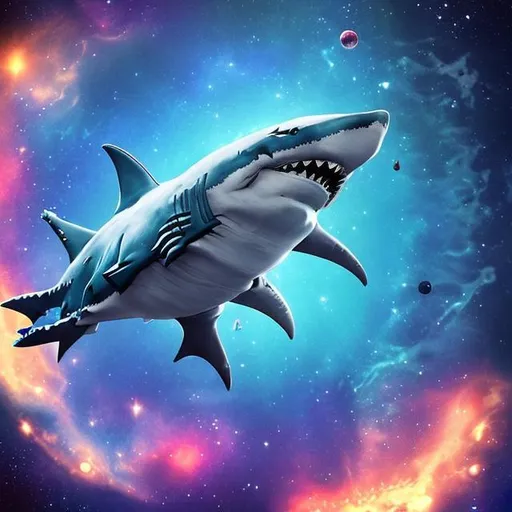 Prompt: Space Shark with Universe in the Backround