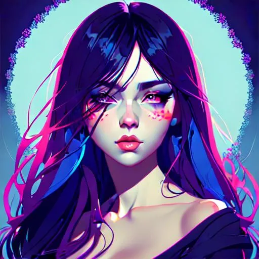 Melancholy Beauty 2d Vector Illustration Portrait Openart