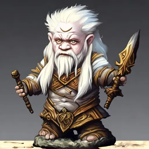 Young male dwarf, fire red eyes, short beard, white... | OpenArt