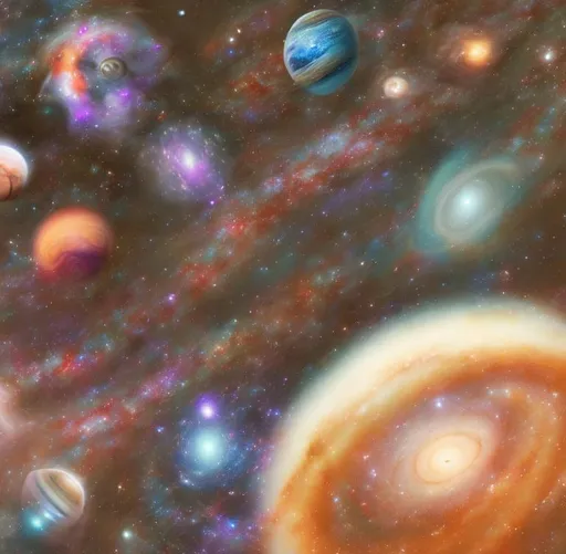 Prompt: galaxy and planets