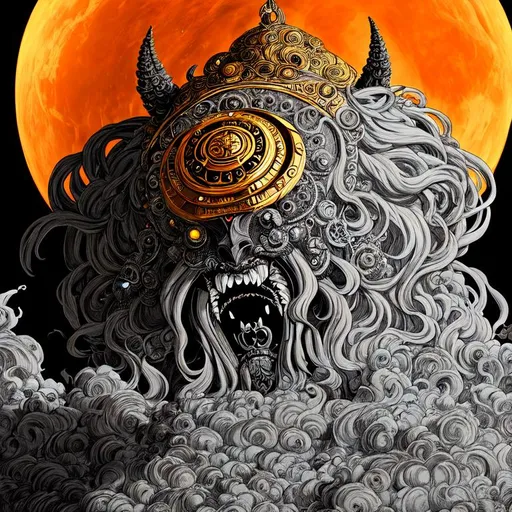 Prompt: Phobos- a deity god or entity associated with fear and panic of dread and terror, horror vibes, dark,  detailed, inspired by eiichiro oda, oda, inspired by one piece anime, 4k
