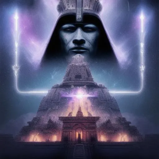 Prompt: ((consciousnes)), {olmec, egyptianm maya, aztec, myth}, the one true, the all, convergence, cosmic energy, imperial, embers, hal 9000, exodar, illidari, fel, negative, galactic, meteor shower, (comets:1.5)