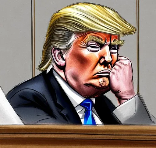 Prompt: Donald trump afraid in court