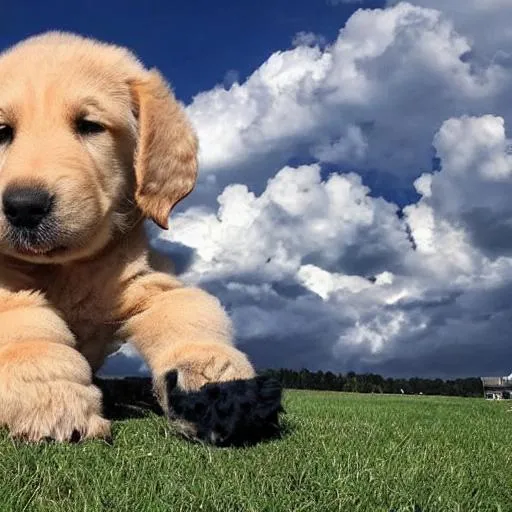 Prompt: Giant puppy cloud