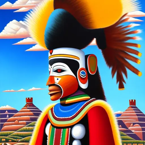 Prompt: Fine oil painting of Hopi kachina in the style of Ernest Blumenschein