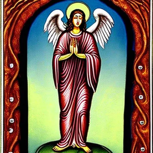 Prompt: Porfis the patron saint of Karma. Slender hands of murder and deceit. Murders women and children for the Mexican cartels.