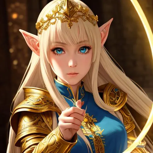 Prompt: oil painting, fantasy, anime portrait of a beautiful young elf female cleric wearing a cleric outfit and casting a spell, #3238, UHD, hd , 16k eyes, detailed face, big anime dreamy eyes, 16k eyes, intricate details, insanely detailed, masterpiece, cinematic lighting, 16k, complementary colors, golden ratio, octane render, volumetric lighting, unreal 5, artwork, concept art, cover, top model, light on hair colorful glamourous hyperdetailed medieval city background, intricate hyperdetailed breathtaking colorful glamorous scenic view landscape, ultra-fine details, hyper-focused, deep colors, dramatic lighting, ambient lighting god rays, flowers, garden | by sakimi chan, artgerm, wlop, pixiv, tumblr, instagram, deviantart