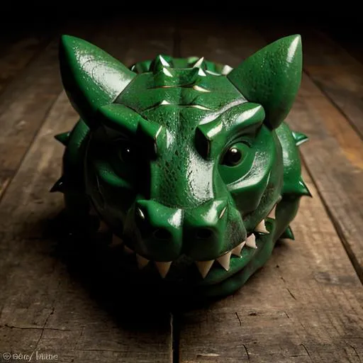 Prompt: Green Hodag face