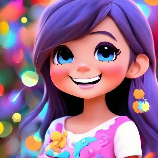 Prompt: make a wallpaper form my phone show a animated cartoon girl and make in smile as well 