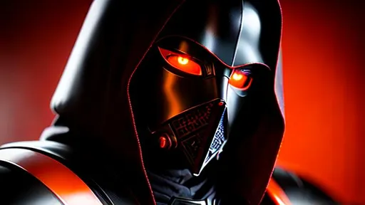 Prompt: selfie of Sith Lord, black metal armor, mask over mouth red and nose, red eyes and dark orange, (((full body visible))), looking at viewer, portrait, photography, detailed skin, realistic, photo-realistic, 8k, highly detailed, full length frame, High detail RAW color art, piercing, diffused soft lighting, shallow depth of field, sharp focus, hyperrealism, cinematic lighting, full body