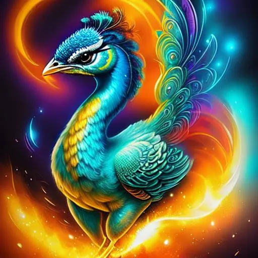 Prompt: peacock  human chimera