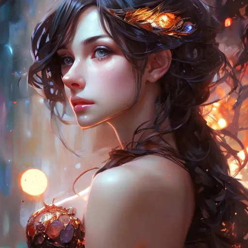 Prompt: Beautiful woman by Andrew Adroschenko, makoto shinkai , kawacy, Josephine Wall,  Android Jones 